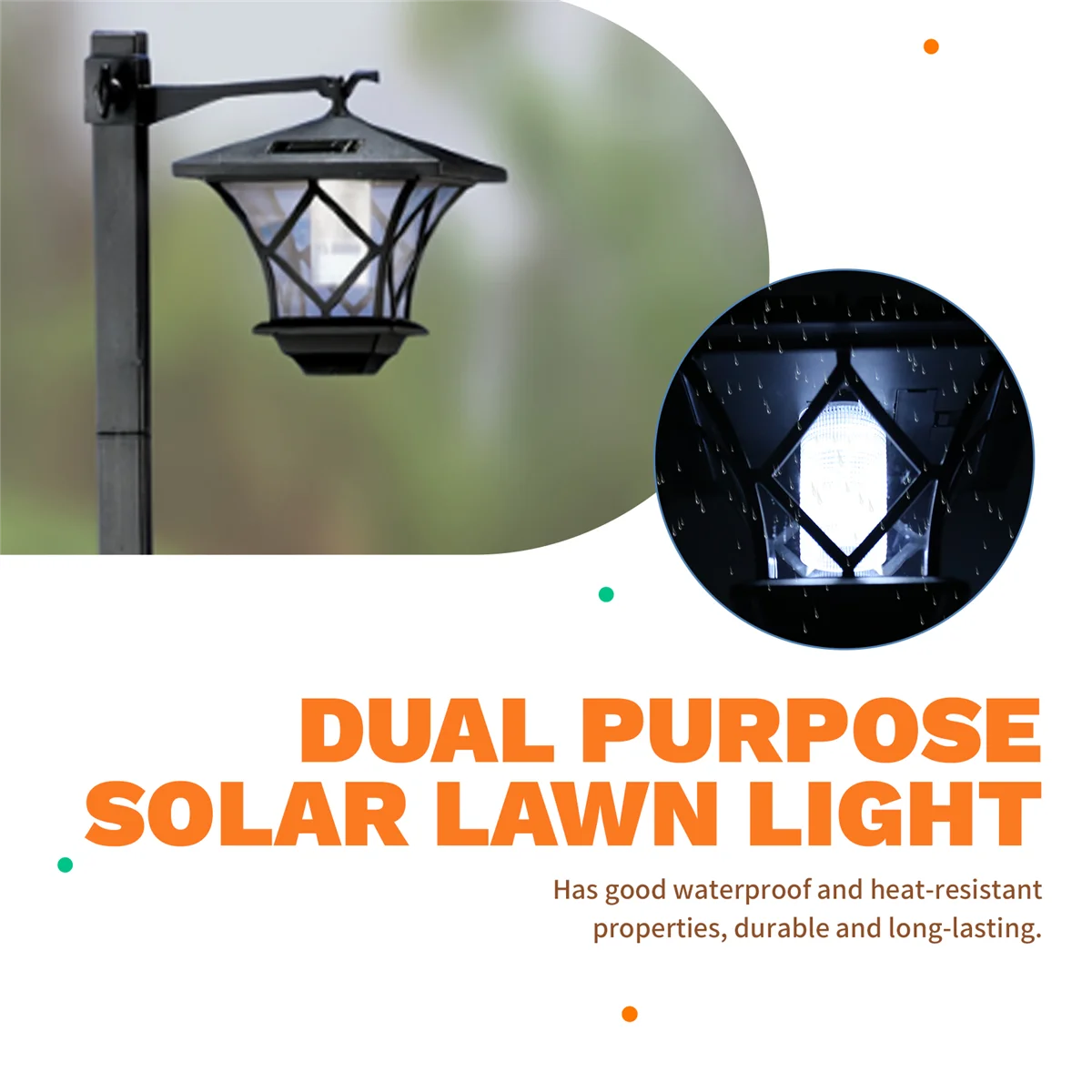 CHCH 1.5M LED Solar Powered Traditional Garden Lamp Post Lamppost Lantern Light Decor
