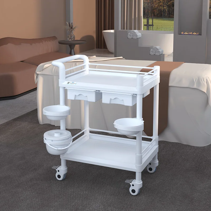 

Multi-functional Beauty Salon Spa Trolley with Bowl Dirt Bucket Drawer Factory Wholesale Trolley Can Be Customized Salon Car