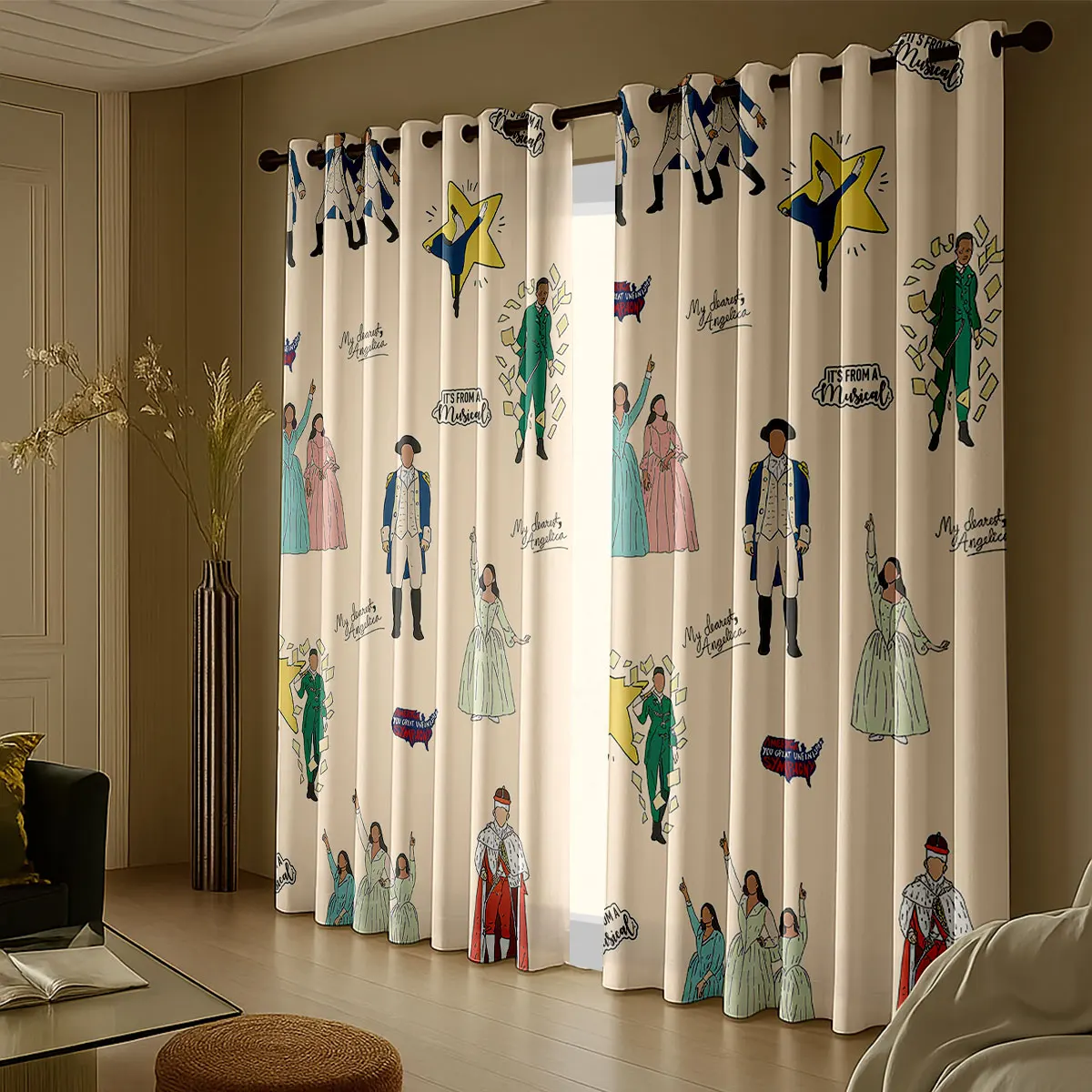 

2pcs cartoon anime character print blackout curtains insulation multiple size living room holiday decoration, machine washable