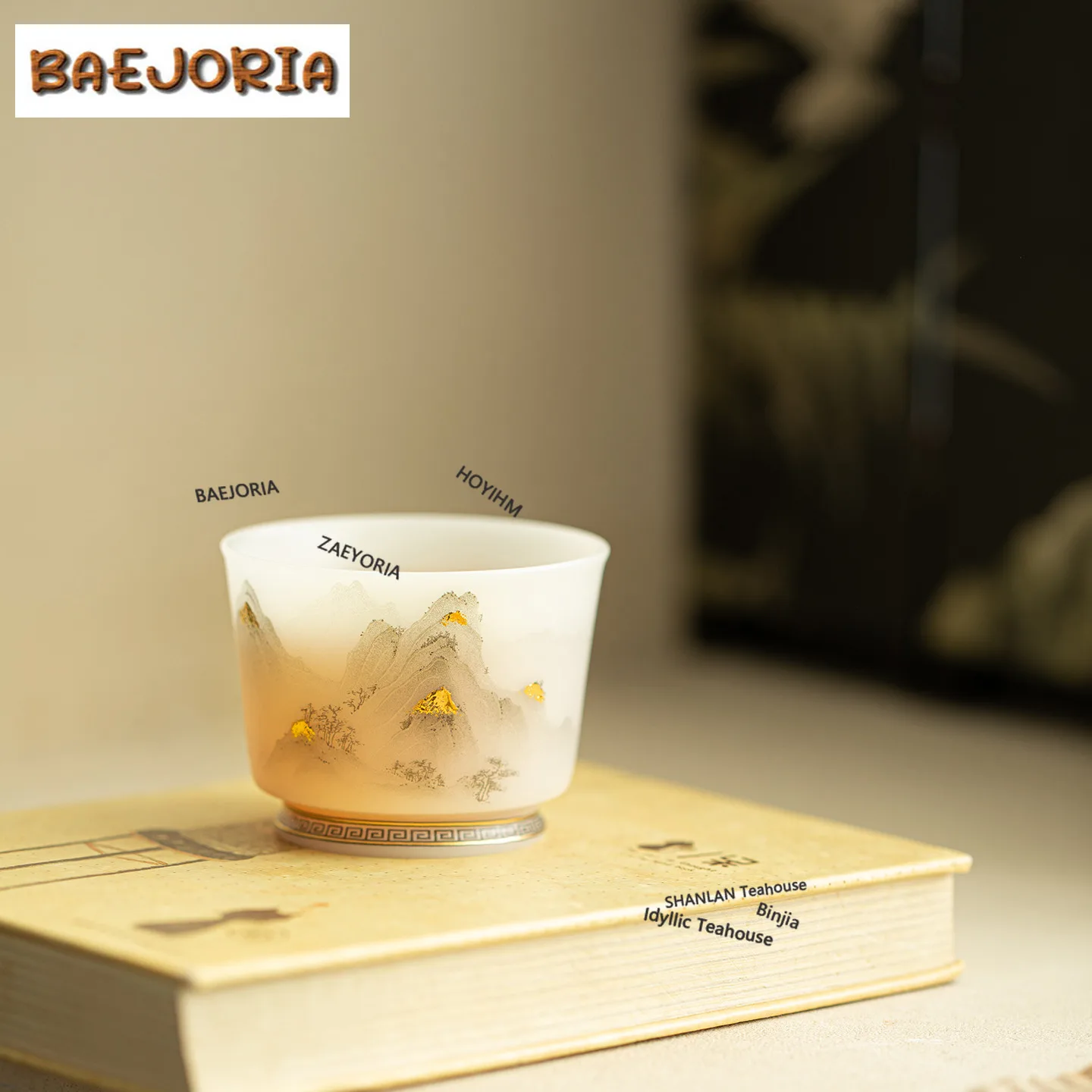 BAEJORIA 100ml Ice Seed Biscuiting Gold Drawing Teacup Japanese Tea Bowl Jug Tea-tasting Personal Cup Jianzhan Master Cups Tea