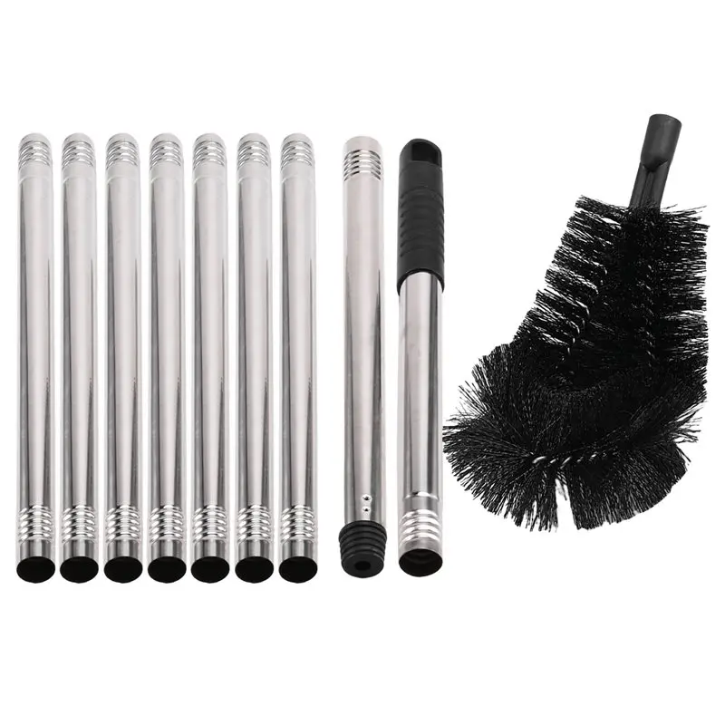 ABSS-Easy Remove Brush Kit With Nine-Section Splicing Rod Grooved Brush Roof Cleaning Tool 298Cm Length No Climbing Required