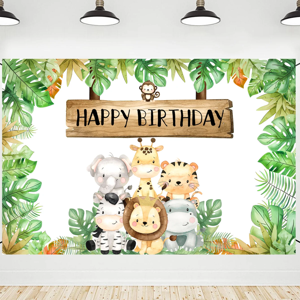 Jungle Animals Backdrop Wild One Safari Jungle Party Decoation Birthday Decorations Baby Shower Boy Gril 1st Birthday Background