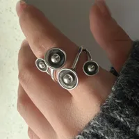 Bagues en argent Sterling 925 pour femmes, ensemble de bagues minimalistes faites à la main, Simple, large lune, bijoux de fête, cadeau pour prévenir les allergies 6