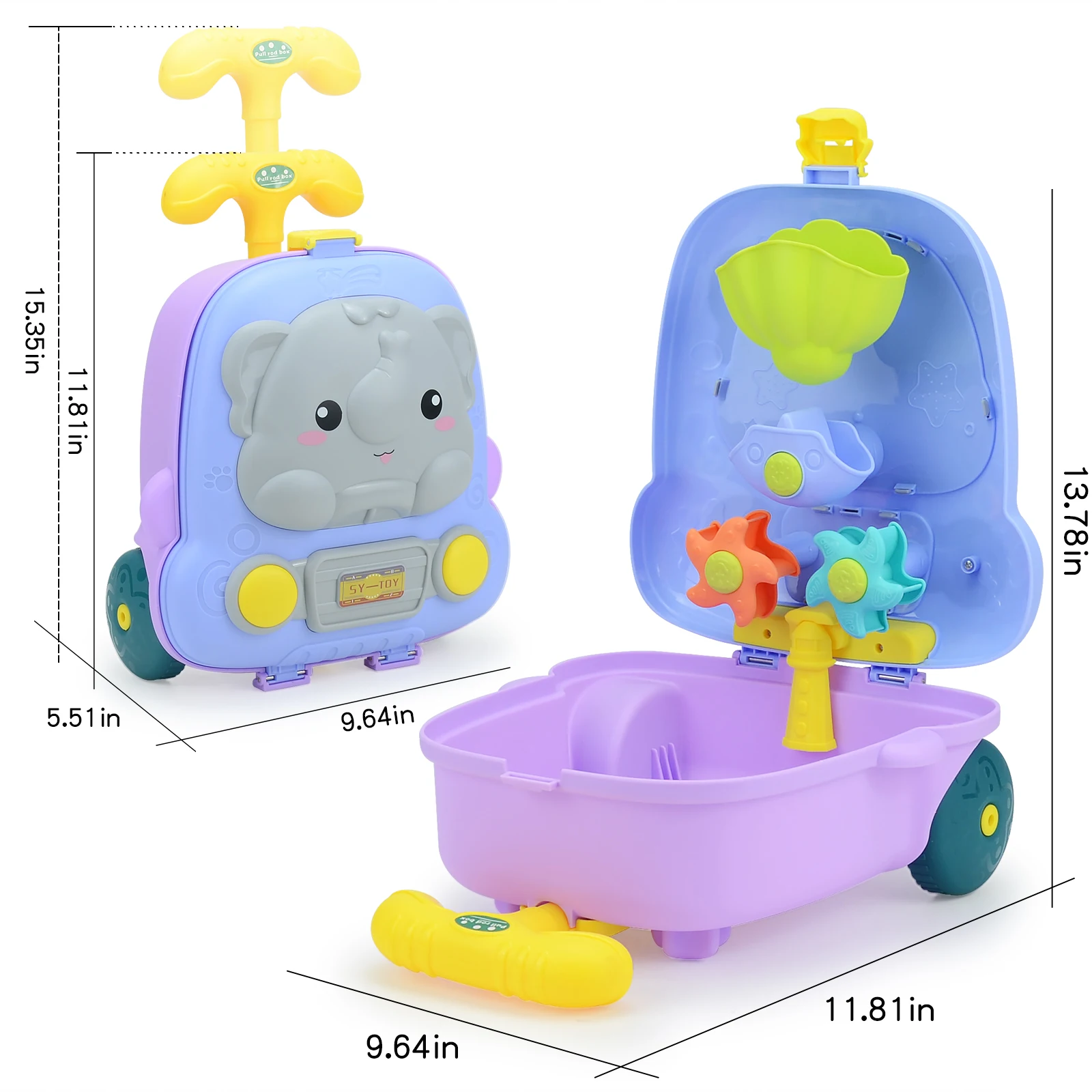 Toddler Beach Toys for Kids ,8 Piece Sand Toys Including , Watering Can, Rake, Shovel, 4 Sand Molds,Outdoor Indoor Play Gift