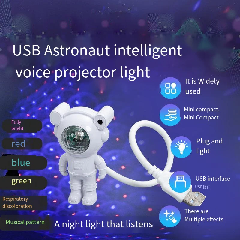 Astronaut Music Rhythm Magic Stage Effect Projection Lamp LED Party Disco DJ Stage Light Car Decoration Atmosphere Night Light