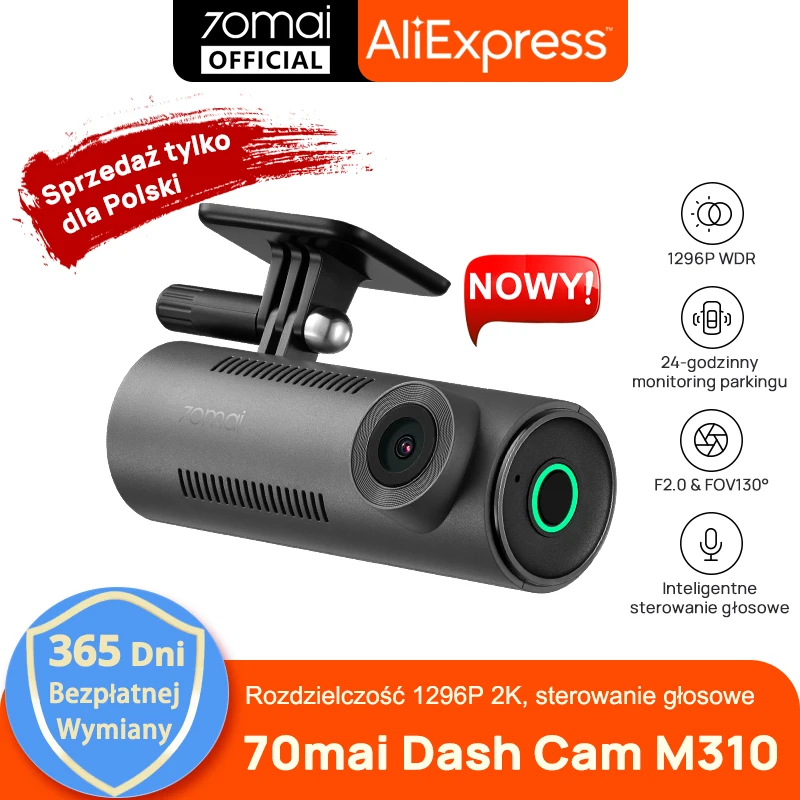 【New】70mai Dash Cam M310 1296P F2.0 Aperture Night Vision 130°FOV Smart Voice Control 24H Parking Guard 70mai M310 Recorders