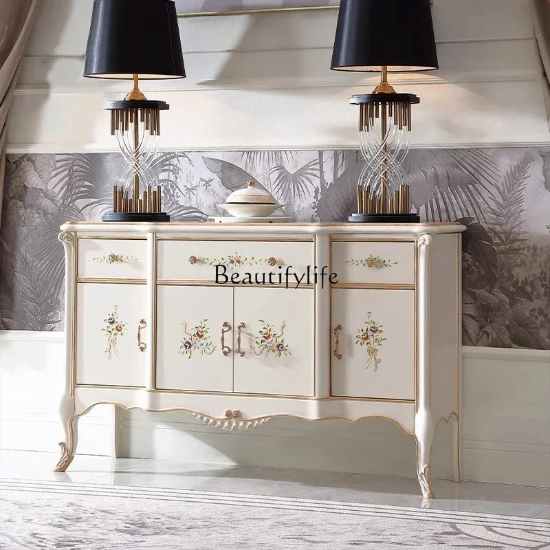 

1L*French-style painted entrance cabinet, high-end European-style villa hand-carved