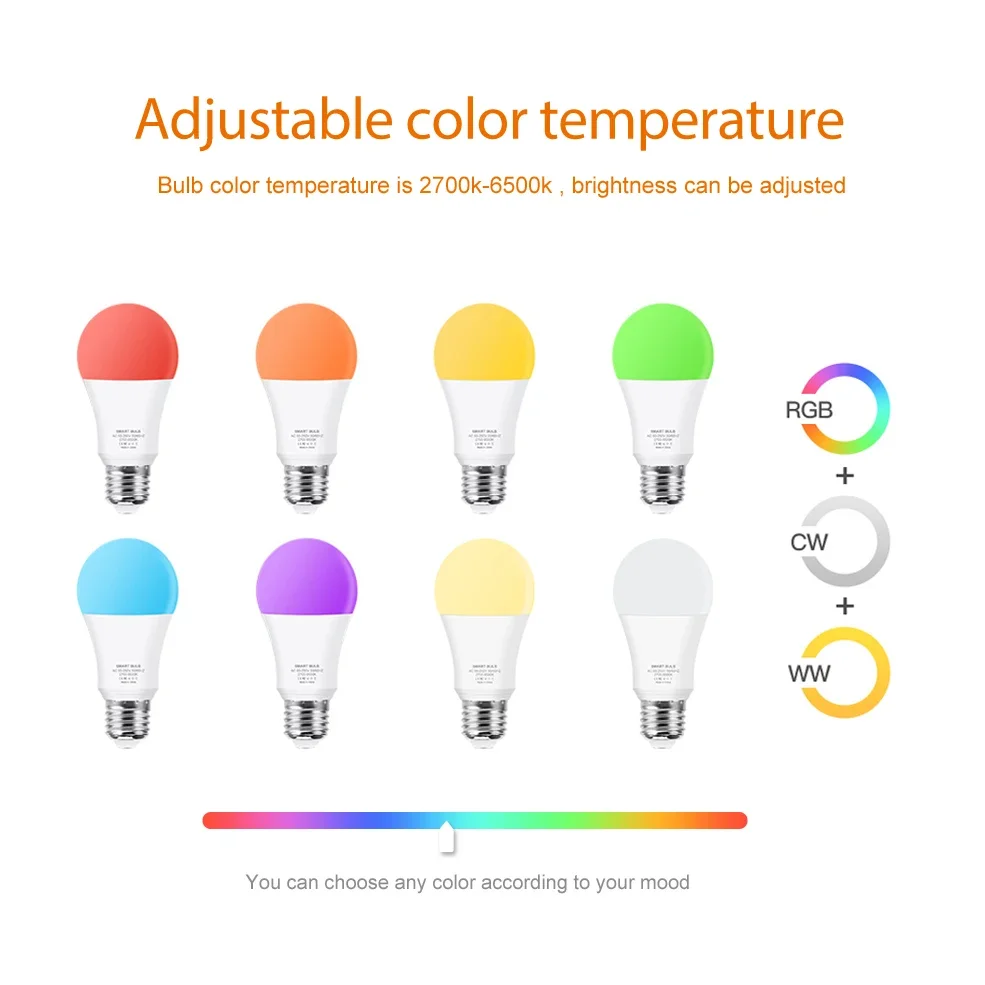 15W 18W Zigbee Led Light Bulb Tuya Wifi Smart Life Led Lamp RGB+WW+CW E27 Smart Home Automation For Alexa, Google Assistant