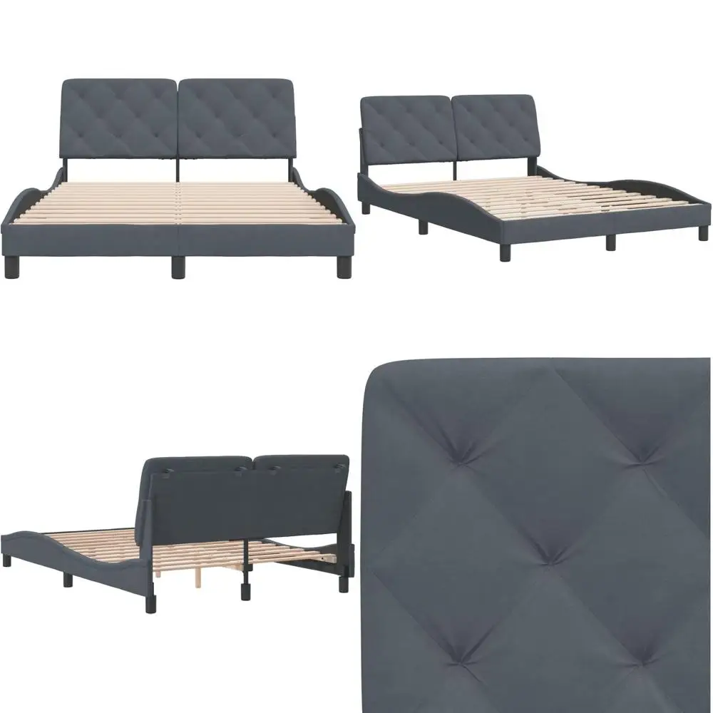 

Gray Velvet Bed for Bedrooms, Hotels - 53.9x74.8 Without Mattress