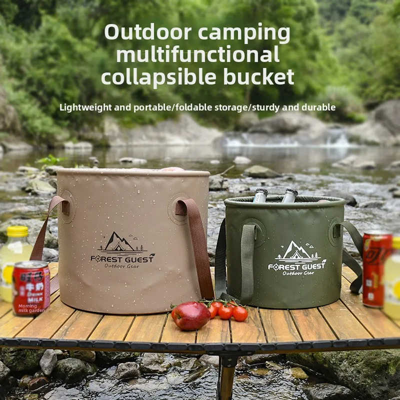 Outdoor Multi-Function Folding Bucket, Large Capacity for Camping, Picnics, Car Washing,Fishing, One Bucket for Many Uses