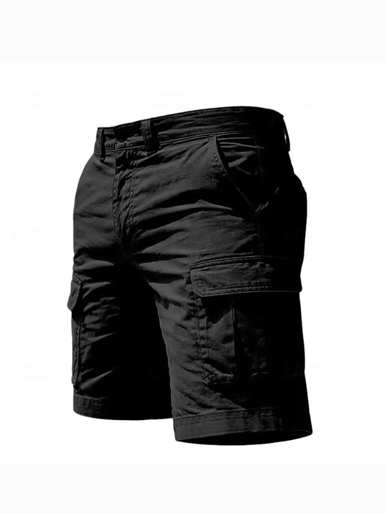 Sommerliche Casual Cargo-Shorts für Herren, Jogging-, Kletter- und Sportshorts mit elastischem Bund, einfarbig, für Männer, Jogger-, Arbeits- und Wandershorts – Detail 2