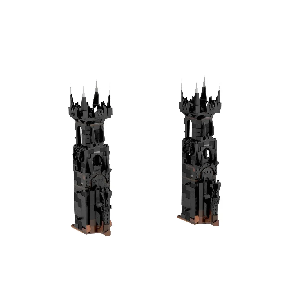 Gobricks MOC Ringe Film Black Gate Ziegel Modell Black Gate Schloss Schwarze tür Architektur Bausteine Montage Spielzeug Kind Geschenk