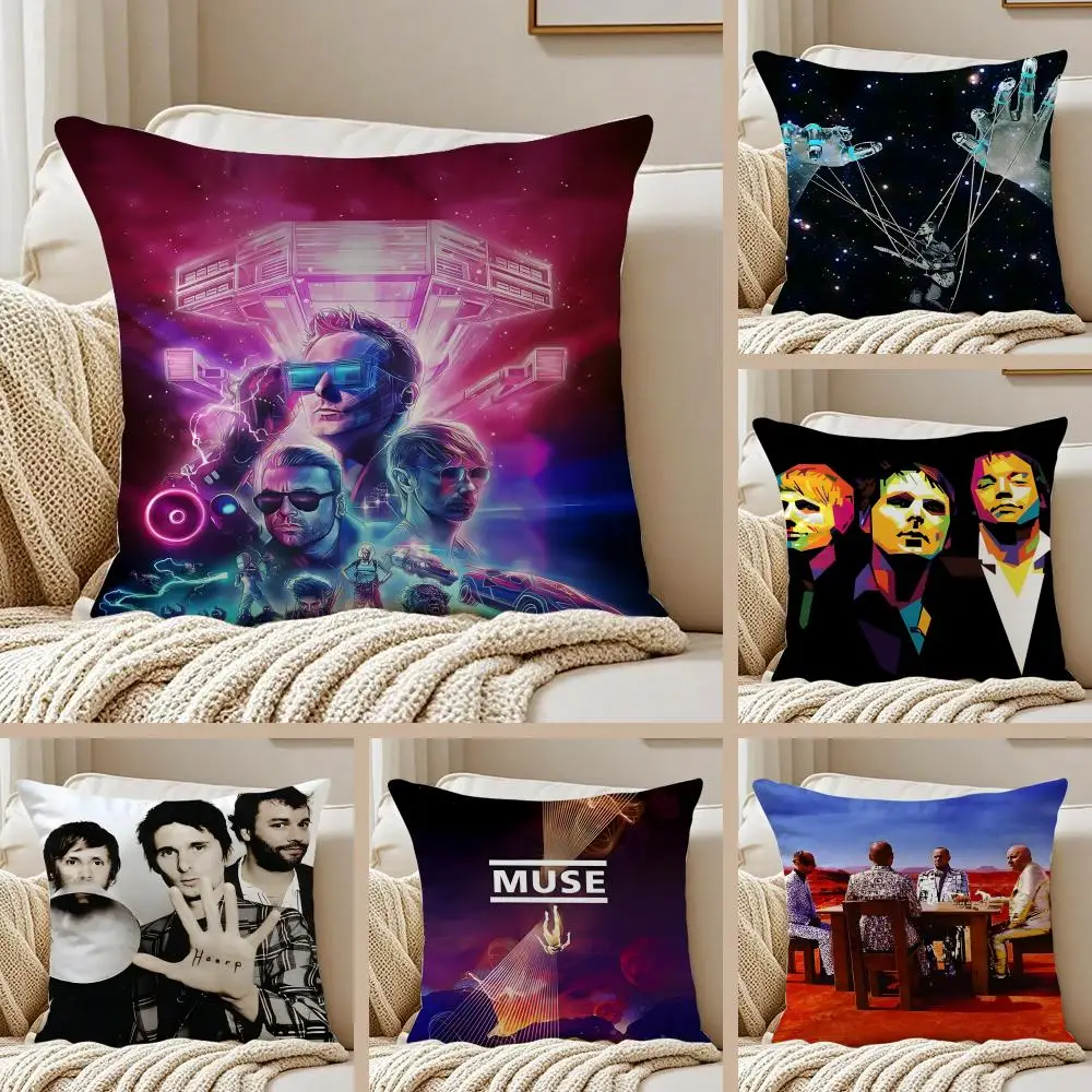 Hot British Rock Band M-Muse Cushion Cover Pillowcase Anti-dustmite Invisible Zipper Short Plush Sofa Cushion