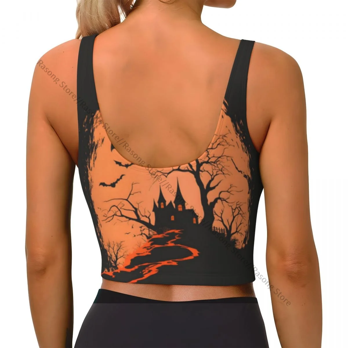 Sports Bra Women Running Yoga Clothes Vest Spooky Silhouette Background Gathering Fitness Vest