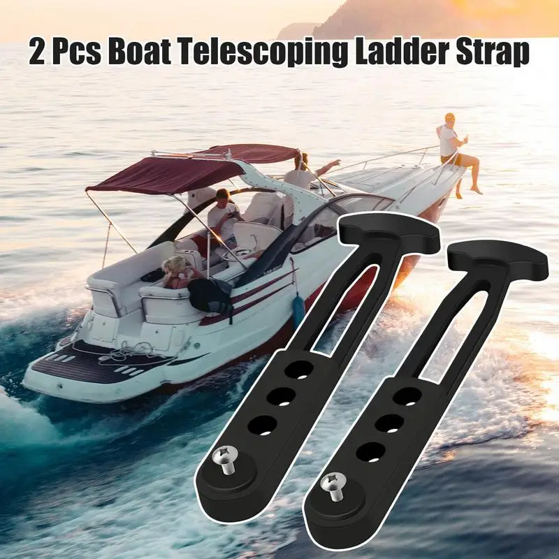 Boat Telescoping Ladder Rubber Strap 2 Pieces Boat Deck Hardware Ladder Strap Fixed Lock Belt With 4 Adjustable Mounting Holes