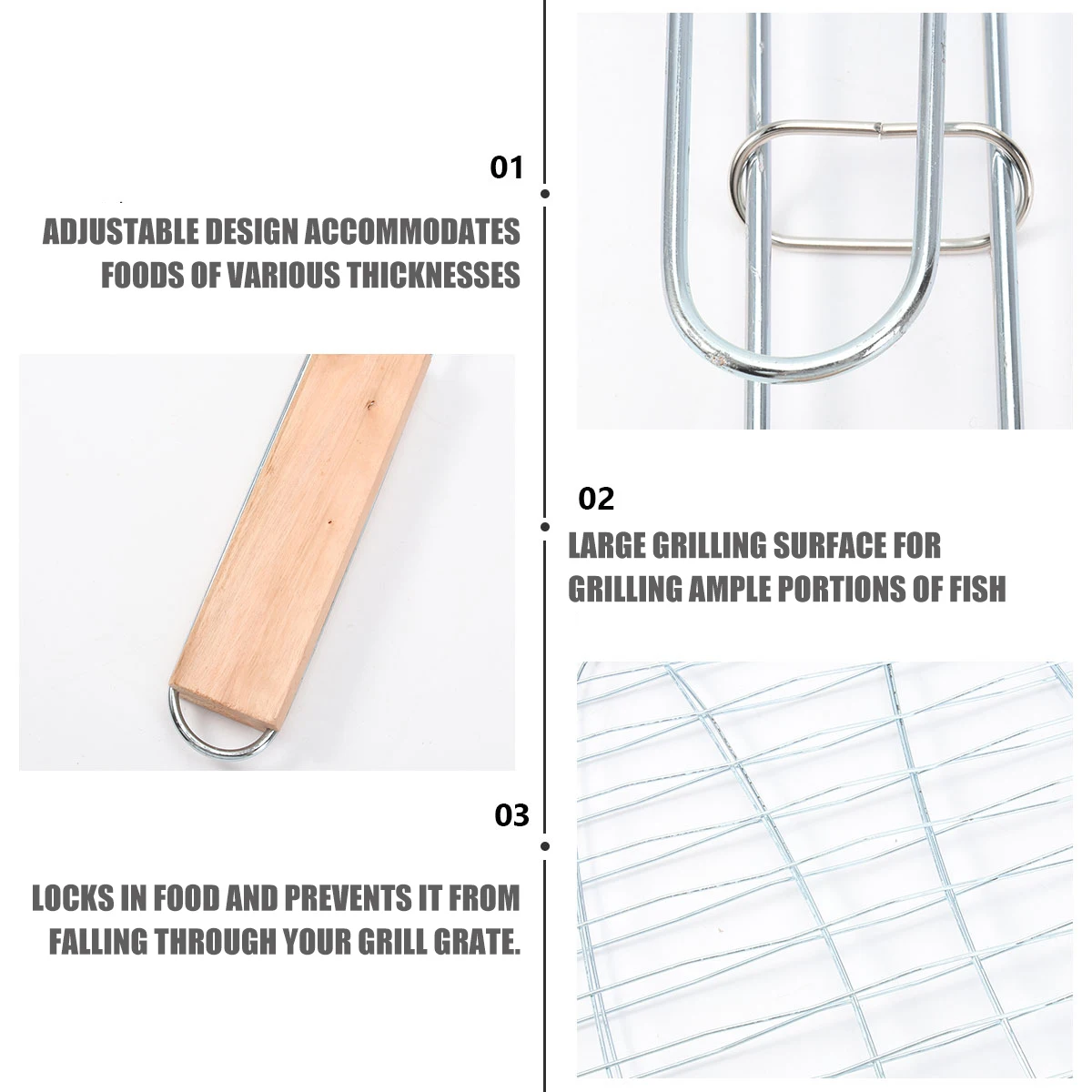 

Barbecue Grill Basket 43X22.5X2Cm Iron Wire Fish Grilling Tool Large Surface Adjustable Flip Long Handle Bbq Tools Bbq