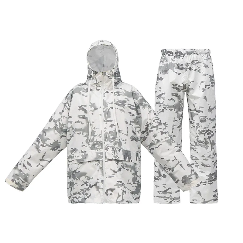 Camouflage Folding Raincoat Set Portable Travel Rain Suit Hunting Poncho Waterproof Goods for Fishing Motorcycle Storm Jacket