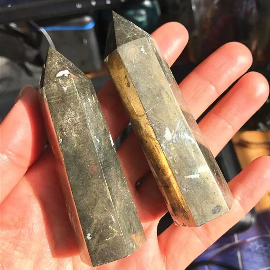 

Natural Rare Copper Pyrites Wand Healing Crystals Tower Six Siege Point Minerale Gemstone Obelisk Crystal Point Reiki Chakra