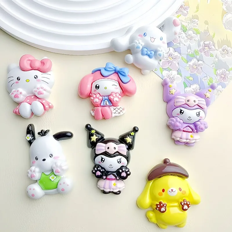 

Hello Kitty Kuromi Sanrio DIY Resin Phone Case Hair Clip Fridge Magnet Cute Cartoon decoration
