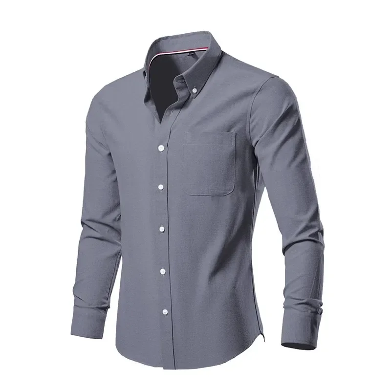 Plus Size Men Clothing White Long Sleeves Shirts Korean Social Business Elegant Camisa Masculina Vintage Mens Dress Shirt 6XL