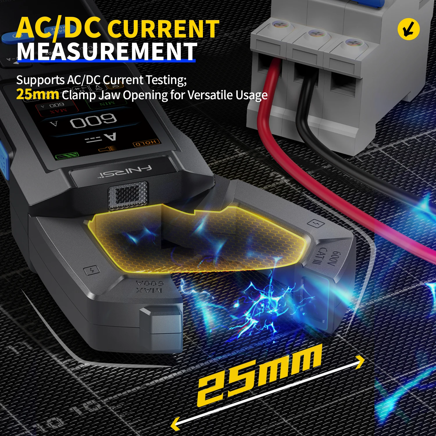 FNIRSI DMC-100 DC AC Current Voltage Clamp Meter USB 10000Counts Multimeter 600A Amperimetric Clamp Tester NCV Electrician Tools