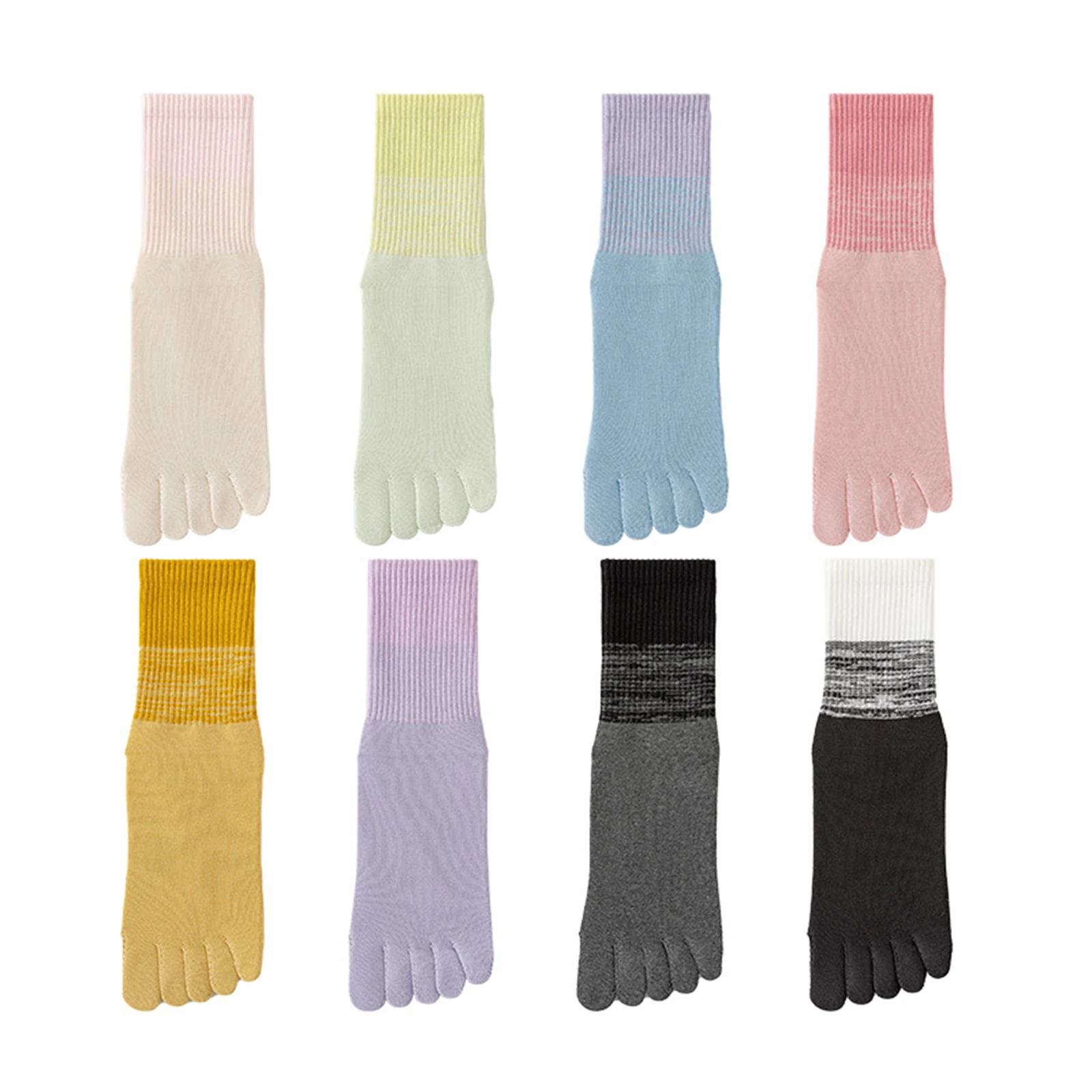 패션 여성용 미끄럼 방지 요가 양말 5발가락 그립 양말 스포츠, 댄스, 필라테스, 운동을 위한 소프트 크루 양말