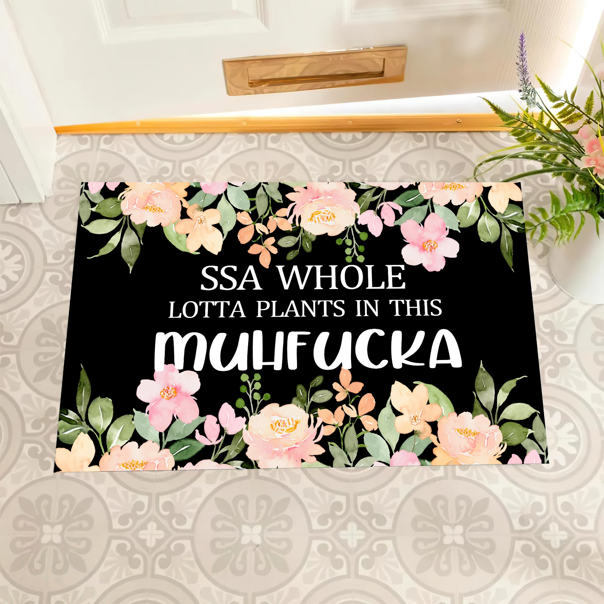ISSA Whole Lotta Plants in This muhfucka Doormat Rubber Bathroom Kitchen Mat Garden Door Floor Mat Non-Slip Carpet Rug