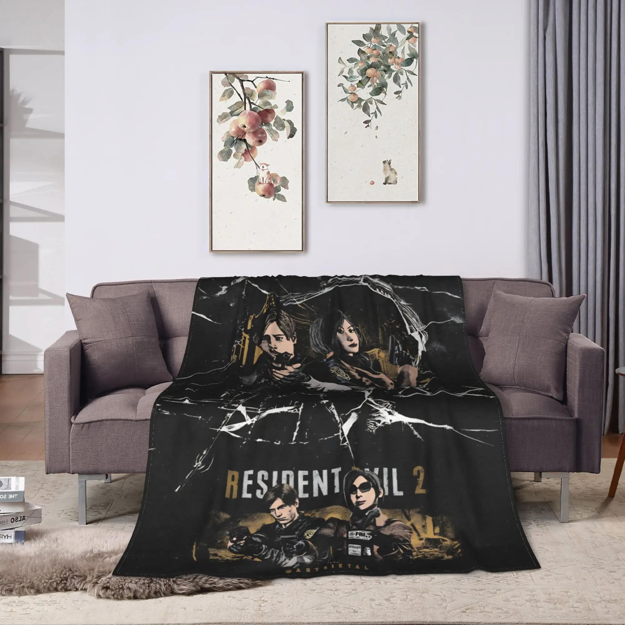 Leon Kennedy Resident Evil Soft Blankets  Airplane Travel Plush Throw Blanket Couch Chair Flannel Bedspread Sofa Bed Cover