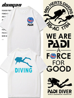 2025 PADI International Association of Professional Diving Instructors Divers Short Sleeve T-shirt Clothing Summer Recreational