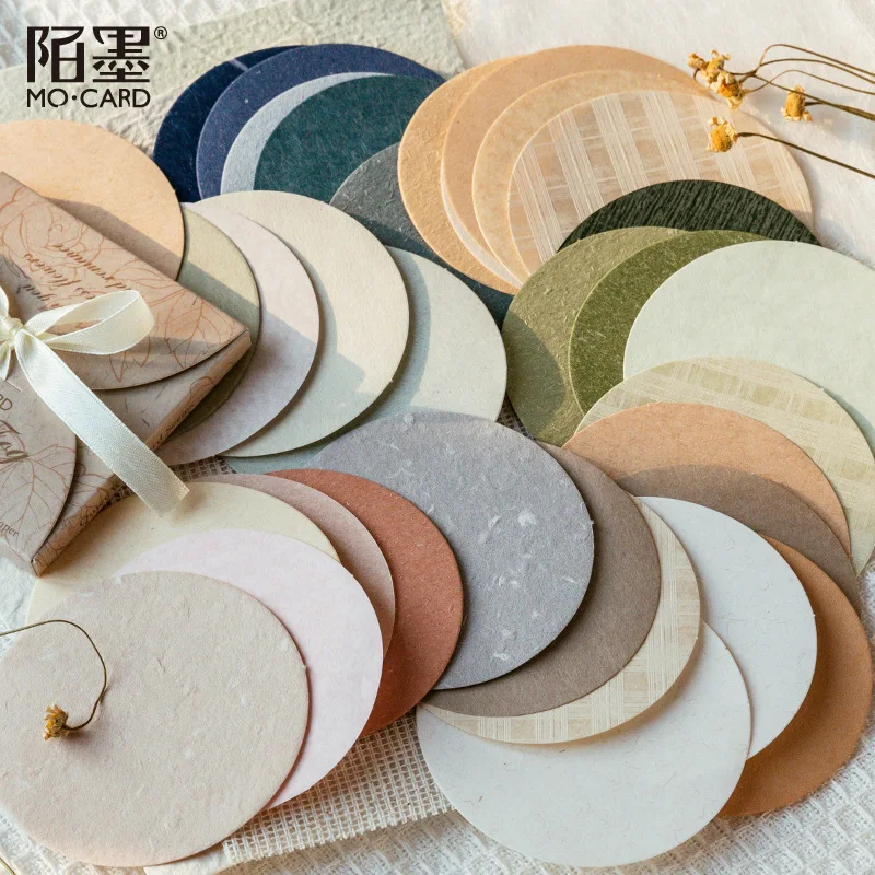 30pcs/lot Memo Pads Material Paper solid color round Junk Journal Scrapbooking Cards Retro Background Decoration Paper