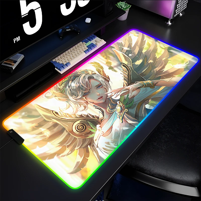 Mouse Pad Anime Gamer Gaming Accessories Varmilo Keyboard Pad LED PC Computer Overwatch Mercy Desk Mat Cute Carpet RGB Mousepad