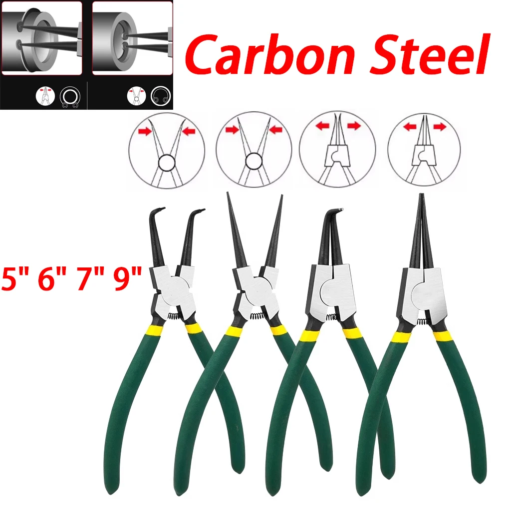 

Snap Ring Pliers 5" 6" 7" 9" Internal/External Circlip Pliers Retaining Clip Carbon Steel Hand Tools