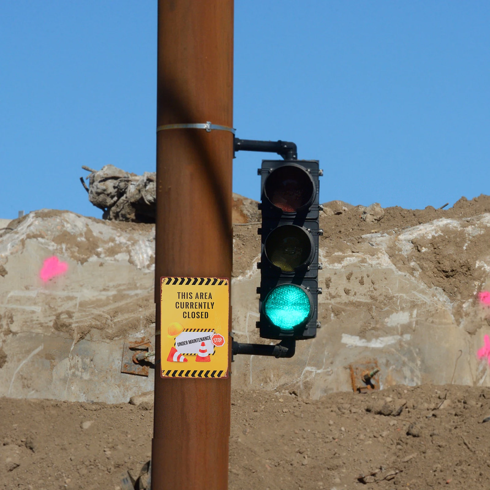 2pcs Traffic Warning Signs High Visibility Safety Sign Weather Resistant Reflective Road Closed Sign For Public Areas