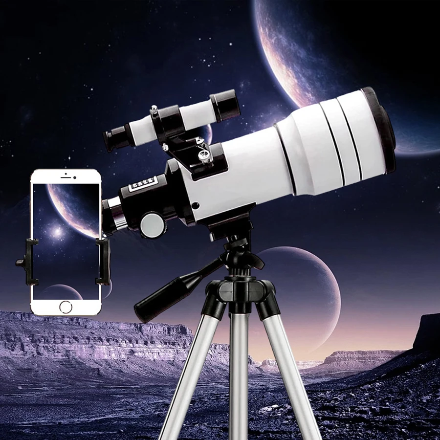 

30070 Astronomy Telescope White Black Stripe 15-150x Zoom Professional Telescope Suitable for Hiking To Explore The Universe