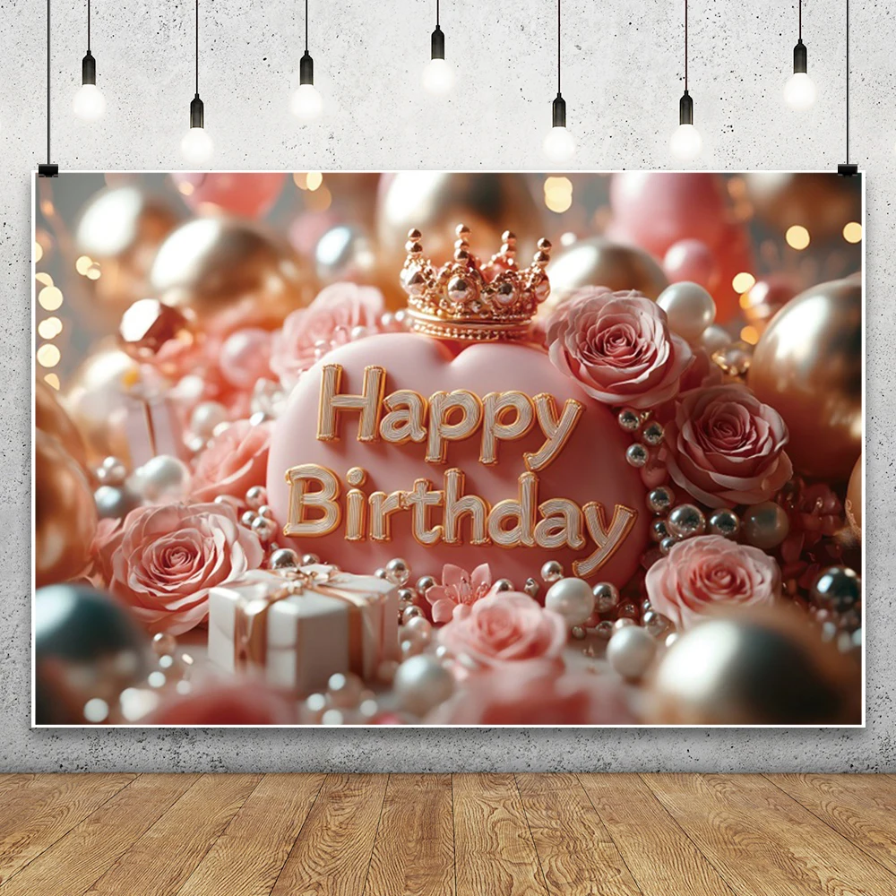 Happy Birthday Backdrops for Photography Balloons Spots Baby Shower Party Decor Background Photo Photographic Studio Shoots Prop