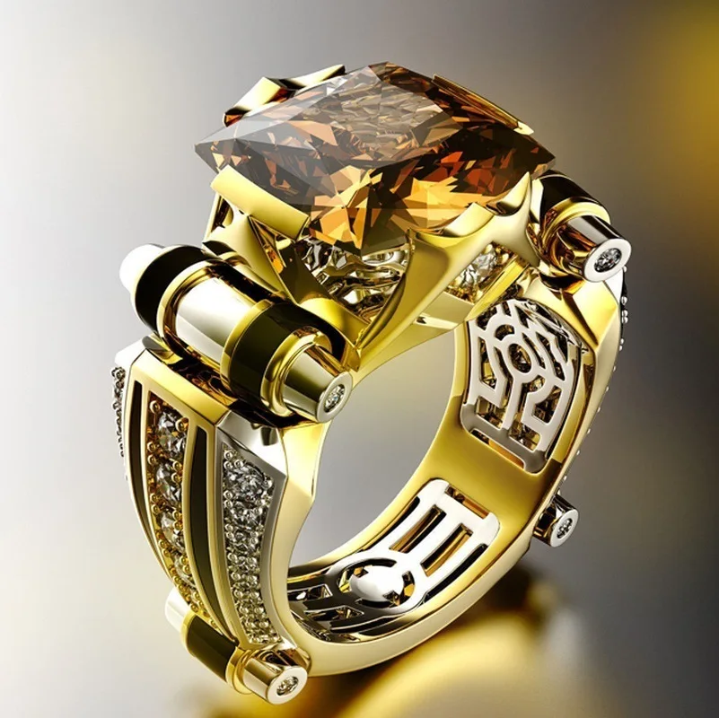 

Hot Selling Luxury Fashion Two-Tone Ring Inlaid with Zircon - Direct Sale Trendy Bling Ring for Women Men Fashion Jewelry Gift
