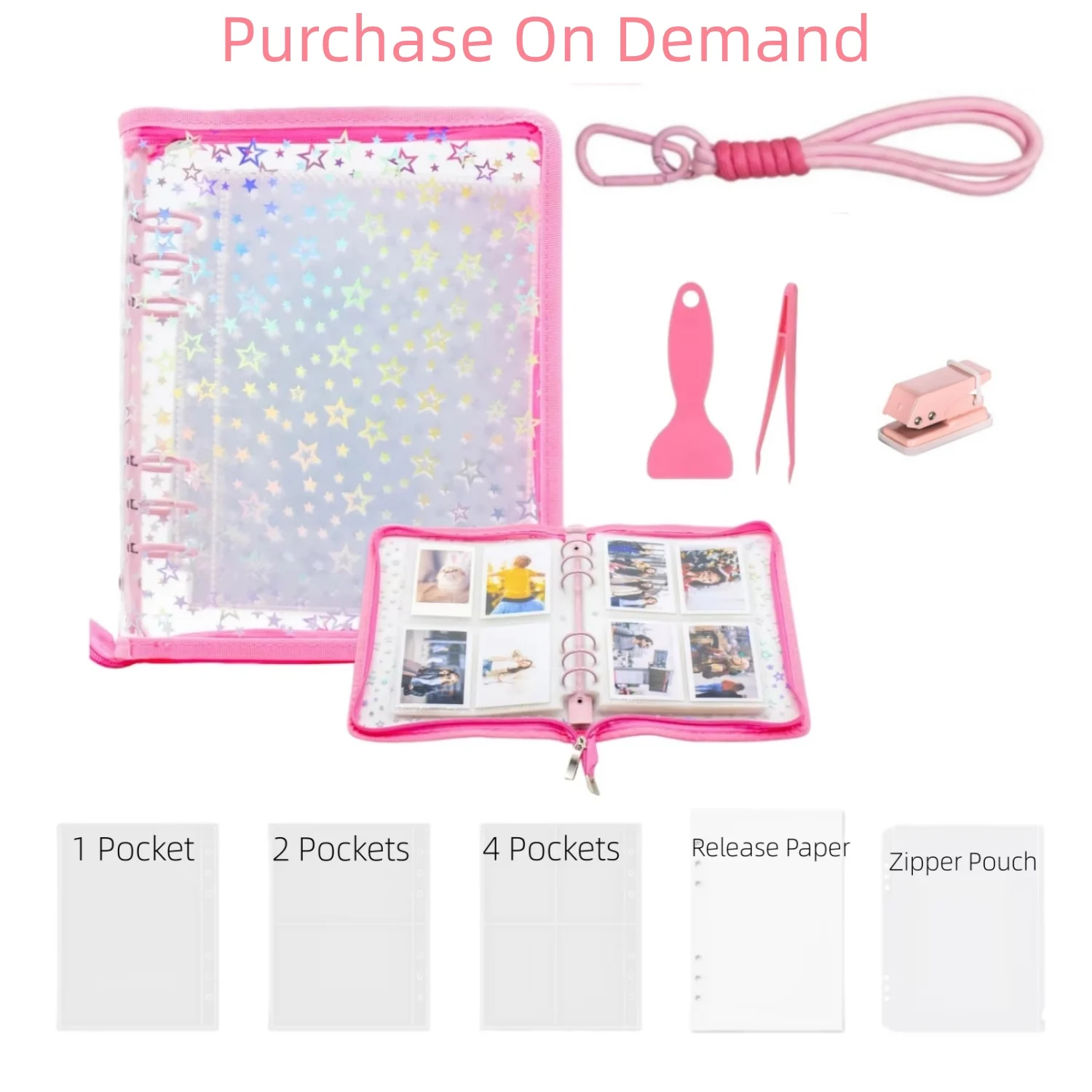A5 Sticker Storage Organizer Binder Collecting Album Refillable 6 Ring Notebook Binder Clear Soft Binder for Travel Collector