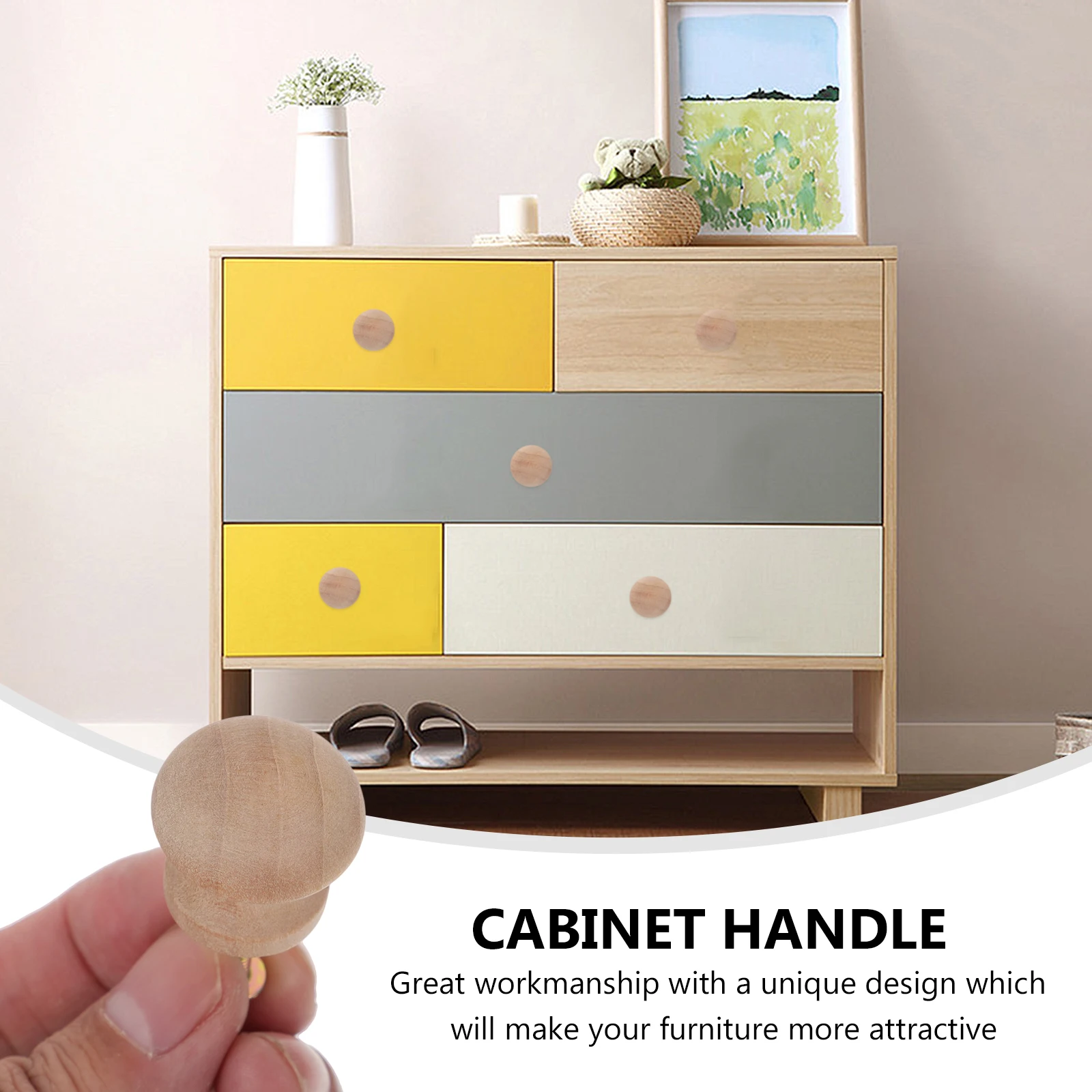 

Solid Wood Handle Cabinet Door Handles Beech Modern Pull for Cabinets Drawers Kitchen Accessory Pulls