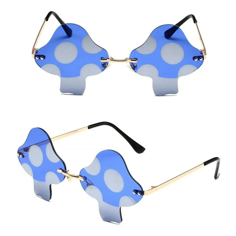 Fun Novel Party Favor Halloween Decorations Rimless Eyewear Mushroom Shape Sun Glasses Sunglasses for Women