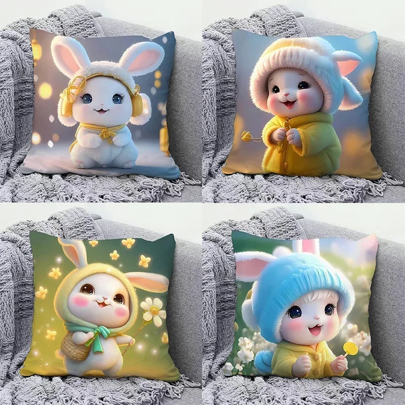 

Cute Cartoon Rabbit Pillowcase Dormitory Decoration Office Living Room Sofa Home Pillowcase
