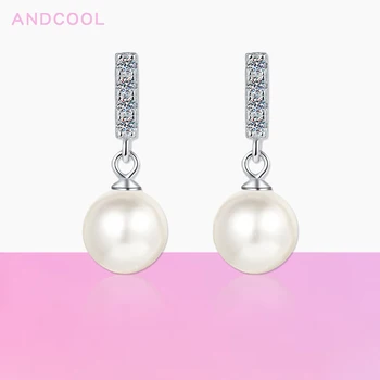 Andcool Freshwater Pearl Earrings Silver 925 Earrings for Women Luxury High Quality 2024 Trend Moissanite Earrings Women Gifts