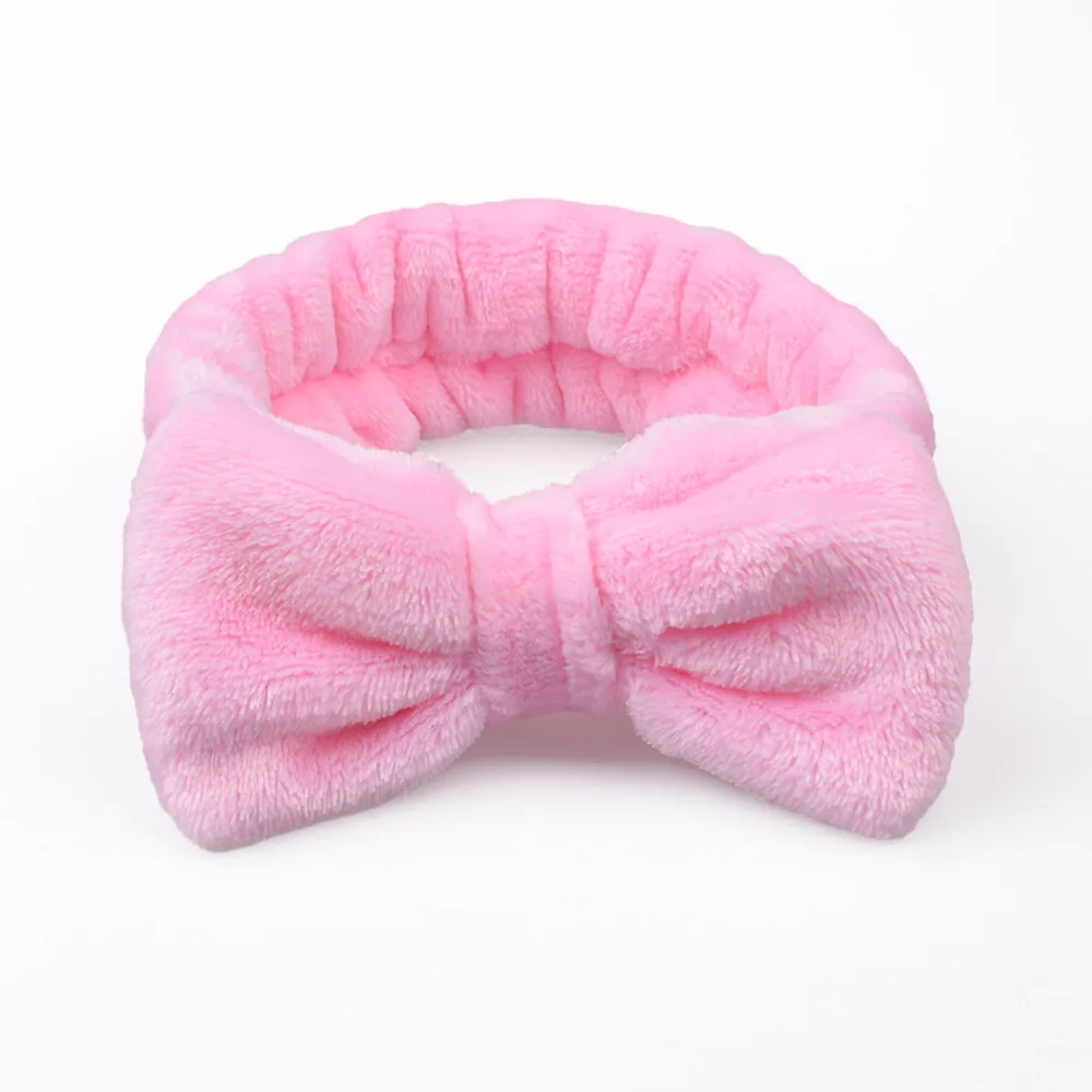 Wash Face Hair Holder Hairbands Soft Warm Coral Fleece Bow Headband For Women Girls Turban Fashion Hair Accessories