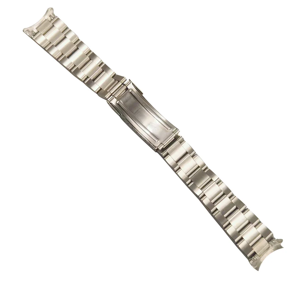 20mm Stainless Steel Oyster Curved End Vintage Grid Buckle Watch Band Strap Bracelet Fit For RLX 16700 16710 70216