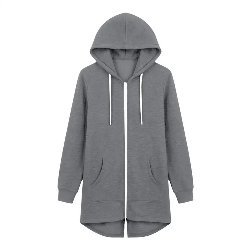 Women Zip-Up Long Hoodie for Fall Winter,Sweatshirt Jacket with Pockets, Solid Color Drawstring Hooded Coat