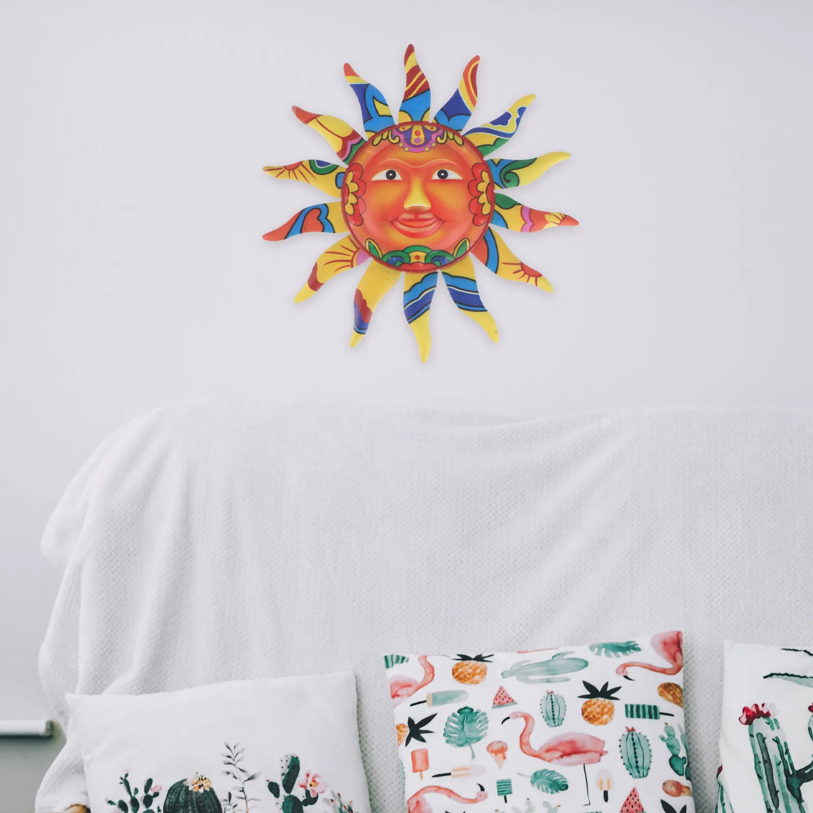 Sun Wall Yellow Iron Art Rustproof Home Garden Bedroom Living Room Sun Shaped Artware Kitchen nament Mini