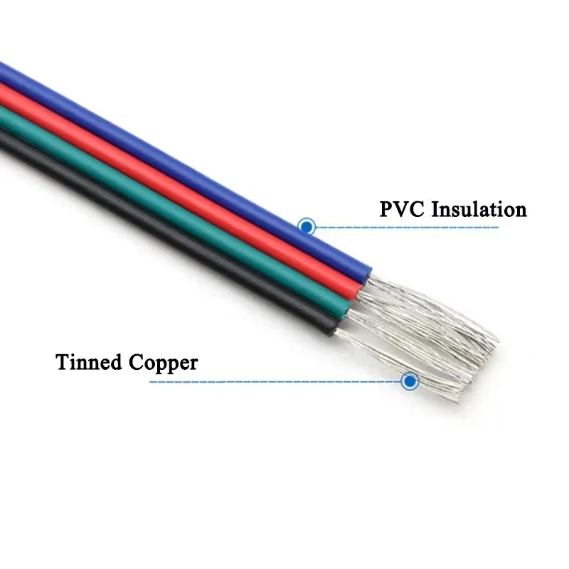 2-50m LED Extension Wire Line 22 20 18AWG 2/3/4/5/6pins LED Cable For RGB RGBW RGBWW SMD WS2812B LED Strip Light JST Connector