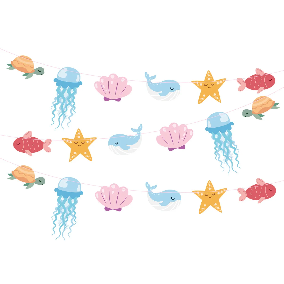 2 m Ozean-Tier-Girlande mit Ozean-Motiv – hängendes Banner für Kindergeburtstag, Babyparty unter dem Meer, Party-Dekoration – Detail 2