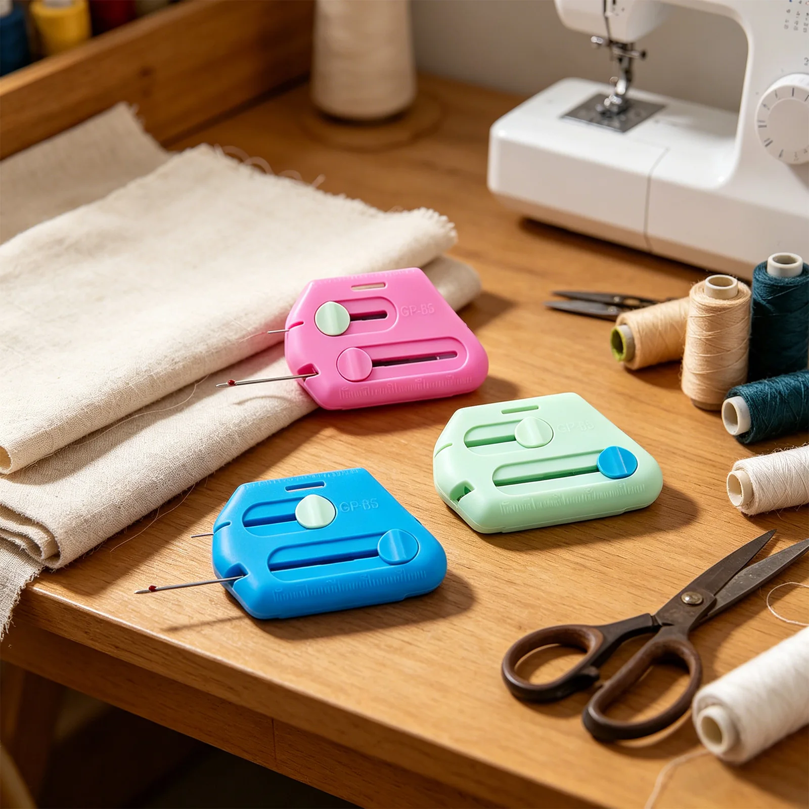 Magnetic Seam Guide with Scale Multifunctional Polygonal Hemmer Guide Universal Sewing Quilting Tool for Sewing Machine