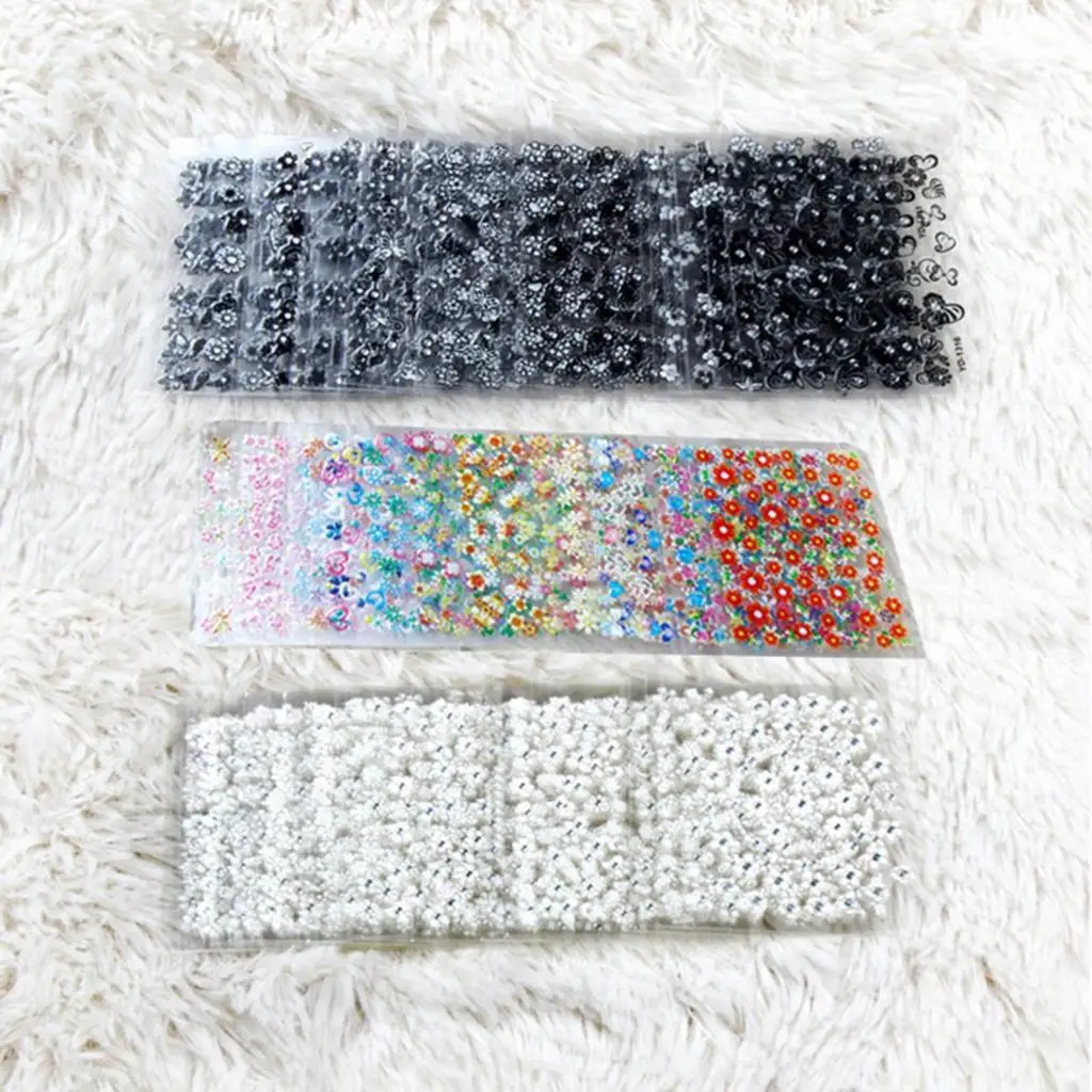 Nail Art Sticker Set 3D Bloem Nageldecoratie Willekeurig Patroon Zelfklevende Designer Decals Manicure Aupplies en Accessoires #