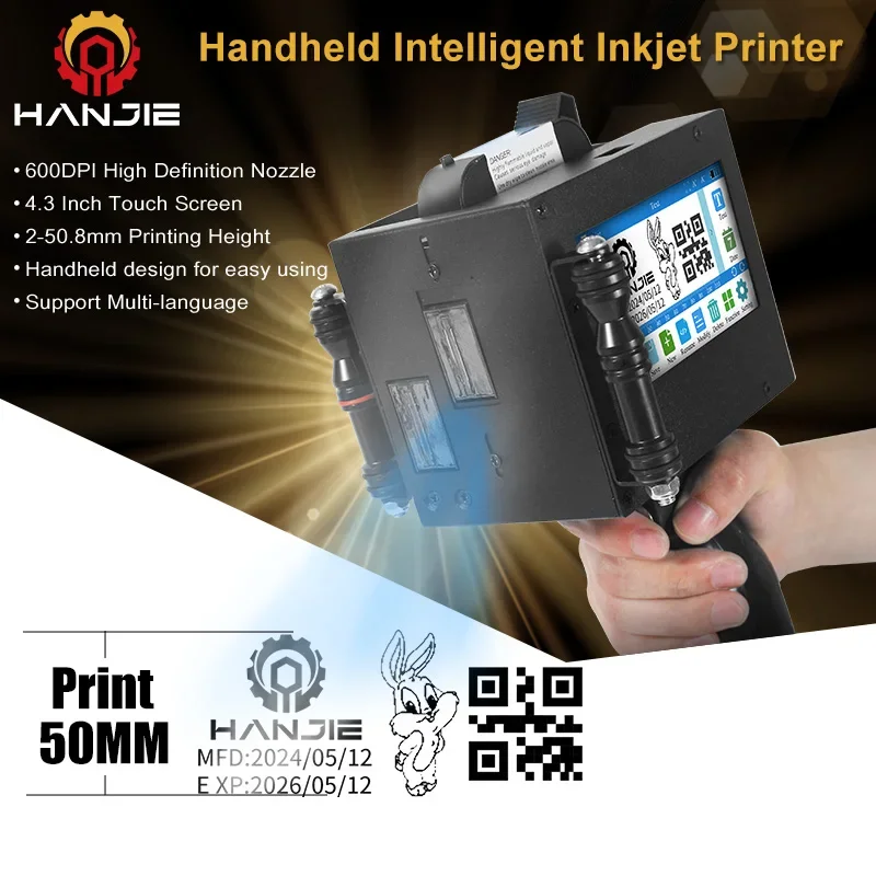 Automatic 50.8mm Handheld Inkjet Printer with TIJ Technology for LOGO TEXT Printing in Manufacturing Plants New Condition